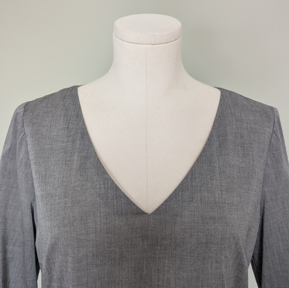 White House Black Market Women's Blouse Gray Peplum Cotton Top Size 6 - Picture 4 of 15